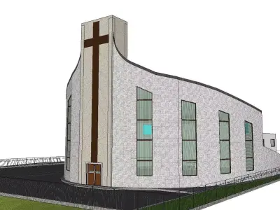 Architecture-Religion-God-Culture-Temple-089 church on side o... 3D model