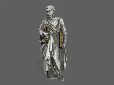 Old Man Statue Low-poly 3D model 14