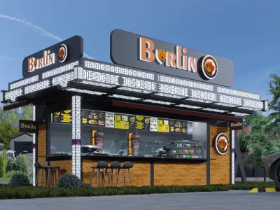 CONTAINER FOOD TRUCK IMMBIS BERLIN 3D model