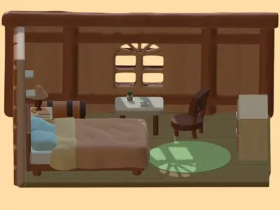 Cozy Attic Bedroom Miniature Dollhouse 3D print model