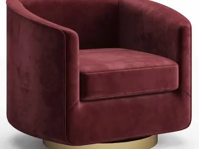 Hazel Deep Green Sky and Antique Brass Swivel Armchair Low-poly 3D model