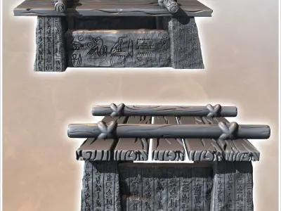 Egyptian Shelter with Hieroglyphic Inscriptions and Wooden Roof  3D print model