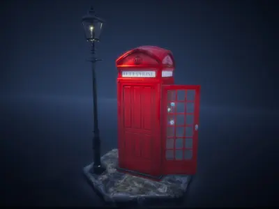London Telephone Booth Low-poly 3D model