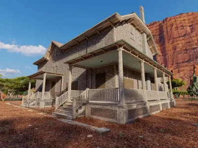 Vilage in forest-old house 3D model