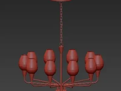 VIOLA brass chandelier with glass shades 3D model