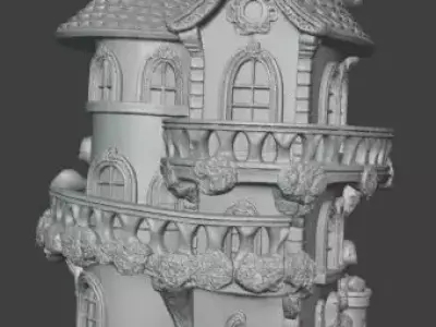 Fantasy Castle House Tower Miniature with Storybook Details 3D print model