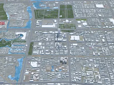 Yinchuan Ningxia China 60km AI Low-poly 3D model