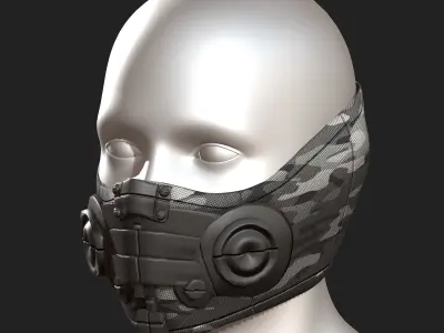 Gas mask respirator scifi futuristic 3d  Low-poly 3D model