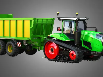 Fendt - MT900 Tractor with Drakkar 6600 Trailer 3D Model Pack