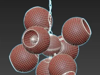 Favourite-Schoppen-1491-7P chandelier with six glass globes h... 3D model