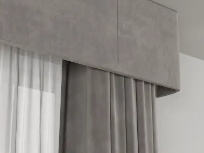 Curtains with Roman blinds 18 HbH Low-poly 3D model