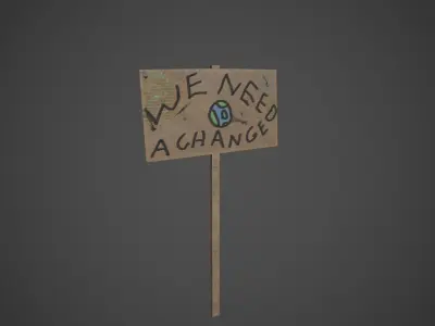 Protest Banner Protester Holding Low-poly 3D model