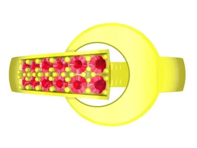 Modern Twist Pave Gemstone Ring for Women 4406 3D print model