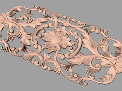Door flower 3D relief STL Model for CNC woodworking carving E279 3D model