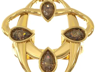 Sapucai Ring 3D Model Architectural Gold 3D print model