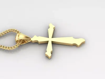 Light Gold 18K Cross Pendant 1CP099 3D print model buy