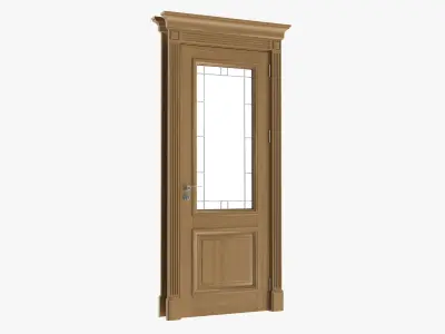 Door classic with glass 01 3D model