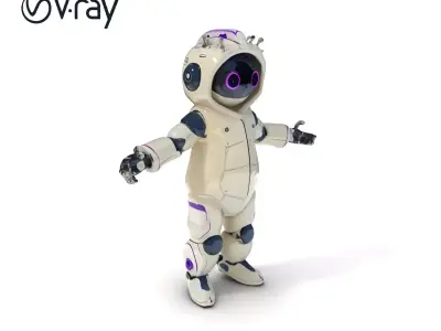 Cute Futuristic Robot Character with PBR Textures and Mixamo ... Low-poly 3D model