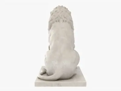  Lion Statue Sitting With Globe Angry 