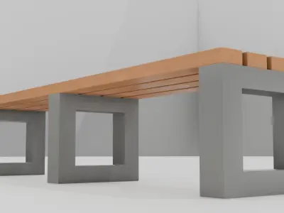 Outdoor Wooden Bench 4 Low-poly 3D model