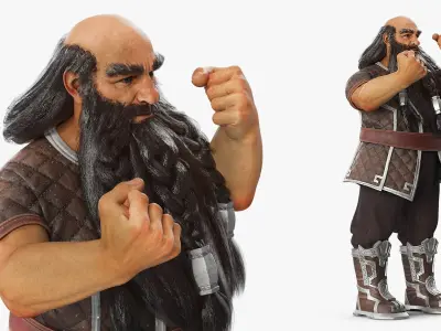  Game Dwarf Character Rigged for Cinema 4D 