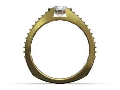 Ring Classic Solitaire Ring with Diamond model mr0298 3D print model