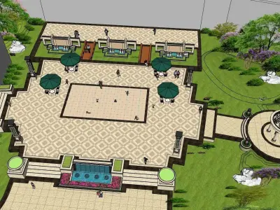 Entertainment mall theme garden sketchup model 3D model