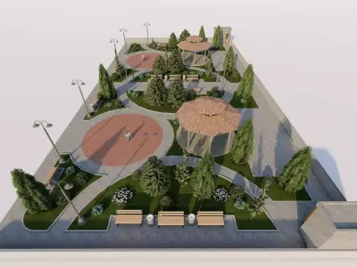 public park-Private Park Landscape 3D model