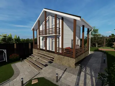 2 stores cottege Free 3D model