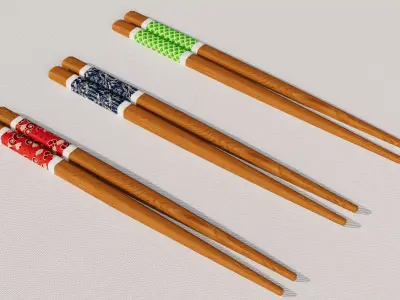 Chopsticks with Holder 3D model