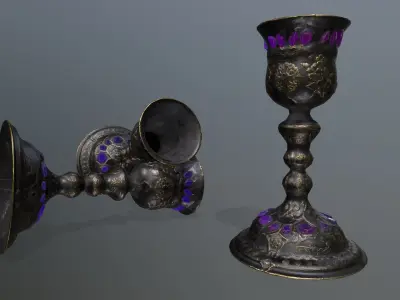 Chalice 3 silver and goblet Low-poly 3D model