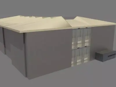 Hangar warehouse Low-poly 3D model