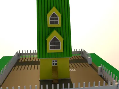 Low poly cartoon house Low-poly 3D model shop