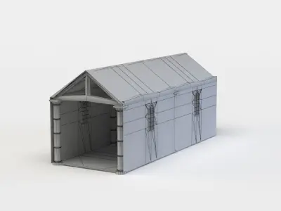 Corridor box with two doors Low-poly 3D model