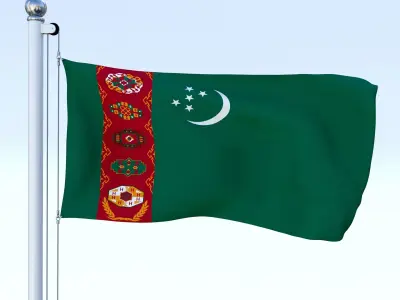 All Asian Flag Pack Low-poly 3D model