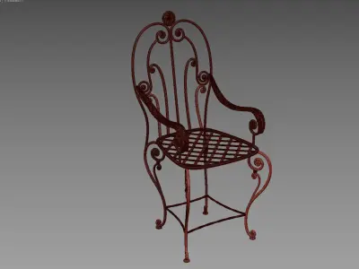 wrought iron table and chairs 3D model