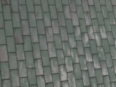 Weathered Oxidized Copper Roof Bricks PBR Seamless Texture