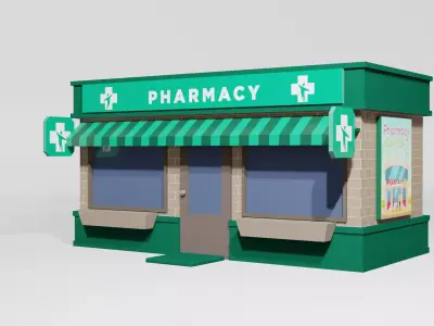 pharmacy shop Low-poly 3D model