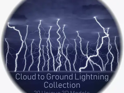 Realistic 3D Lightning Collection CG-01 - 20 3D Model Pack