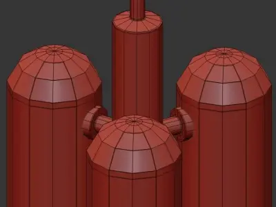 Odyssey 3 three - light brass pendant with glass shades 3D model