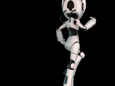 Female Robot Rigged 3D model Low-poly 3D model