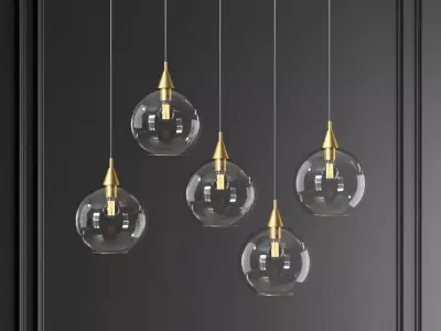Firefly 5 bulb black pendant light 3D model