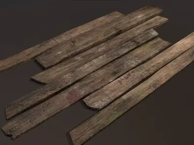 Wooden planks Low-poly 3D model