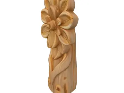 Wooden Carved Flower Ornament Low-poly 3D model