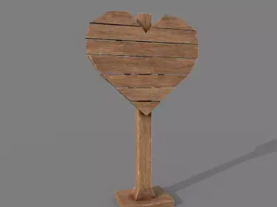 Signpost PBR Heart Shape  Low-poly 3D model