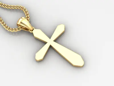 Light Gold 18K Cross Pendant 1CP046 3D print model