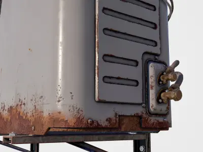 Rusty outside air conditioning unit Low-poly 3D model