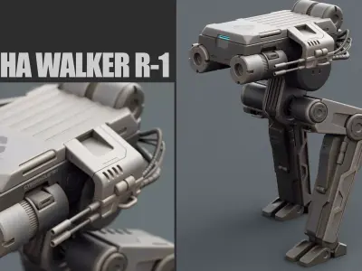 MECHA WALKER R-1 RIGGED 3D model
