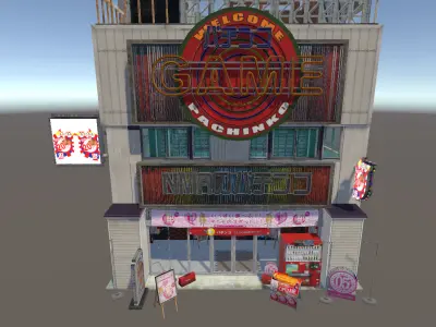 Japanese Pachinko Game Center Unity Ready 3D model