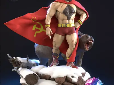 Zangief Street Fighter Statue Figurine stl printable 3D print model